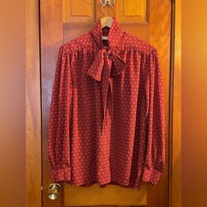 Burgundy blouse with tie neck